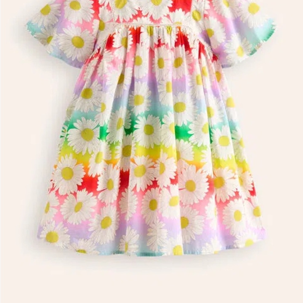 Mini Boden Pink and Blue Flutter Sleeve Sundress